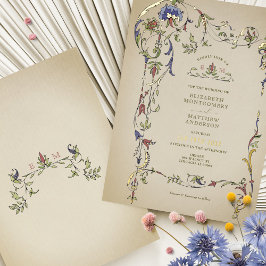 Hochzeit von Vintagen Viktorianischen Blumenzitate Folieneinladung