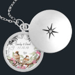 Hochzeit von Vintagen Vögeln & Bloom Anniversary N Versilberte Kette<br><div class="desc">Keepake Necklaces wählen Sie entweder Silber Platin oder Sterling Silver</div>