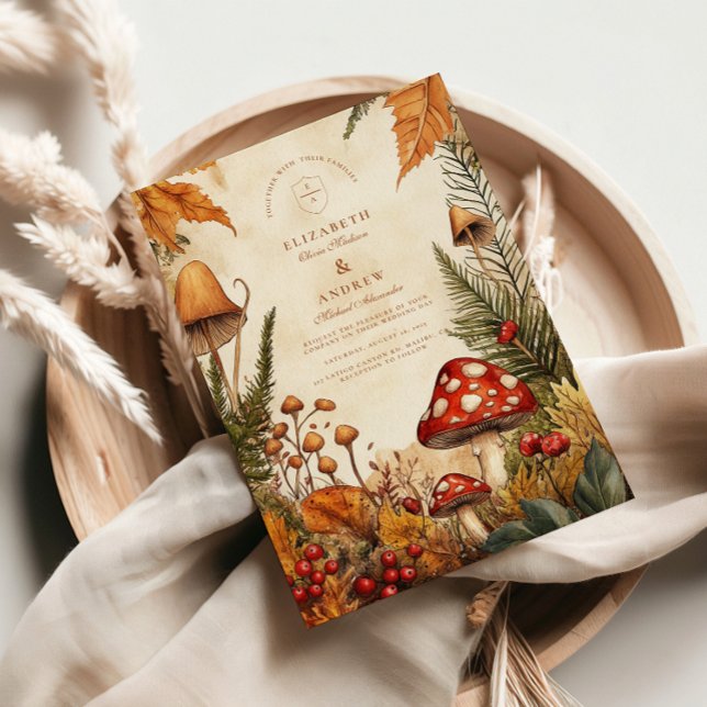 Hochzeit von Vintagen Wald-Pilzen Einladung (Von Creator hochgeladen)