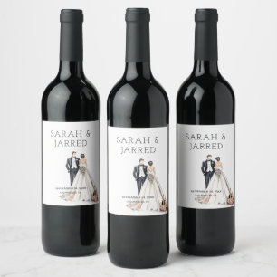 Hochzeit von Wasserfarbe Weinetikett