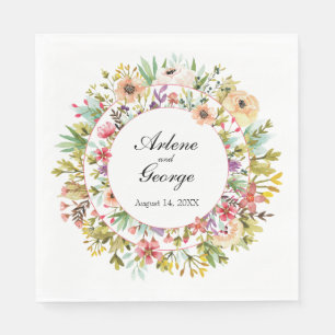 Hochzeit von Wasserfarben-Blume Serviette