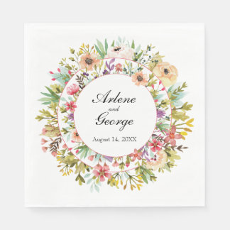 Hochzeit von Wasserfarben-Blume Serviette