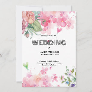 Hochzeit von Wasserfarben Einladung