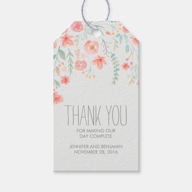 Hochzeit von Wasserfarben Geschenkanhänger (Vorderseite)