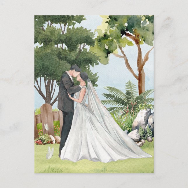 Hochzeit von Wasserfarben Postkarte (Vorderseite)