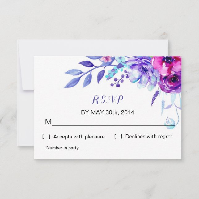 Hochzeit von Wasserfarben | R S V P Antwortkarte RSVP Karte (Vorderseite)