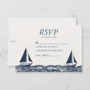 Hochzeit von Wasserfarben-Segel-Yacht RSVP Karte