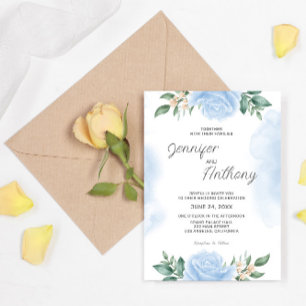 Hochzeit von Watercolor Blue Rose Einladung