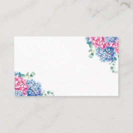 Hochzeit von Watercolor Blue und PInk Hydrangea Platzkarte