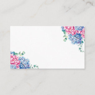Hochzeit von Watercolor Blue und PInk Hydrangea Platzkarte