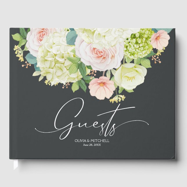 Hochzeit von Watercolor Florals Gästebuch (Vorderseite)