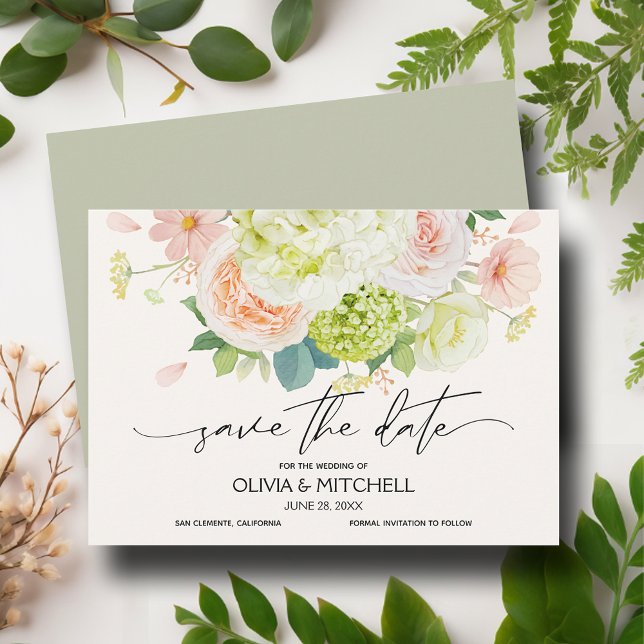 Hochzeit von Watercolor Florals Sage Save The Date (Von Creator hochgeladen)