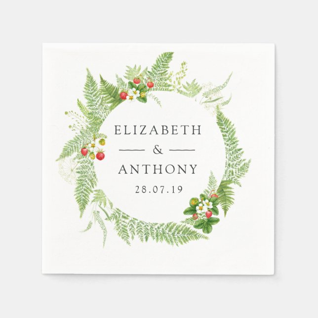 Hochzeit von Watercolor Forest Greenerity Serviette (Vorderseite)