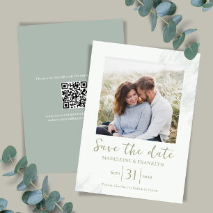 Hochzeit von Watercolor Green Save the Date Foto Einladung