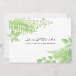 Hochzeit von Watercolor Greenerity Foliage Dankeskarte