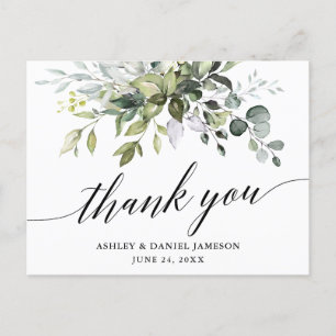 Hochzeit von Watercolor Greenery Calligraphy Viele Postkarte