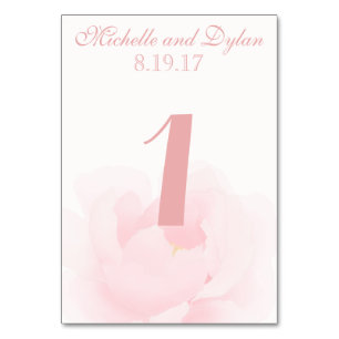 Hochzeit von Watercolor Light Pink Peony Tischnummer