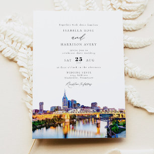 Hochzeit von Watercolor Nashville Tennessee Skylin Einladung