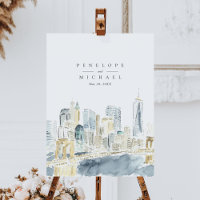Hochzeit von Watercolor New York City Skyline
