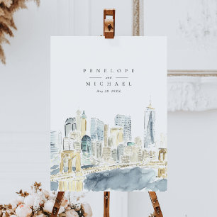 Hochzeit von Watercolor New York City Skyline Poster