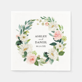 Hochzeit von Watercolor Pink Blush Blumenkraut Serviette