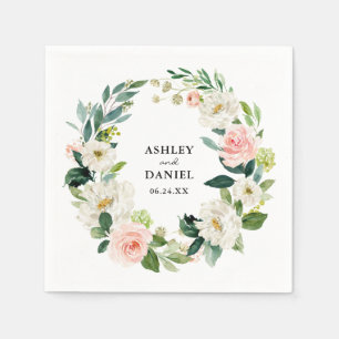 Hochzeit von Watercolor Pink Blush Blumenkraut Serviette