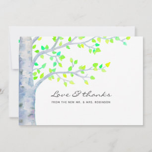 Hochzeit von Watercolor Spring Birch Tree Dankeskarte