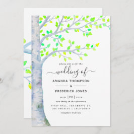 Hochzeit von Watercolor Spring Birch Tree Einladung
