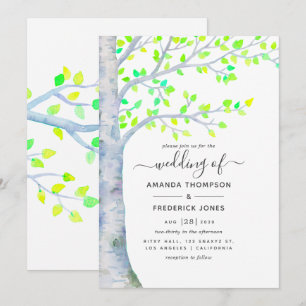 Hochzeit von Watercolor Spring Birch Tree Einladung