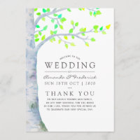 Hochzeit von Watercolor Spring Birch Tree