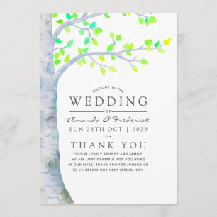 Hochzeit von Watercolor Spring Birch Tree Programm