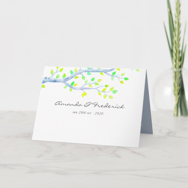 Hochzeit von Watercolor Spring Birch Tree Programm (Vorderseite)