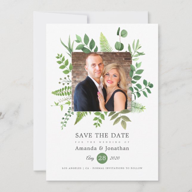 Hochzeit von Watercolor Wald Save The Date (Vorderseite)
