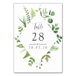 Hochzeit von Watercolor Wald Tischnummer