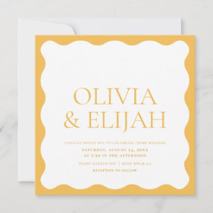 Hochzeit von Wavy Yellow Modern Typografy Einladung