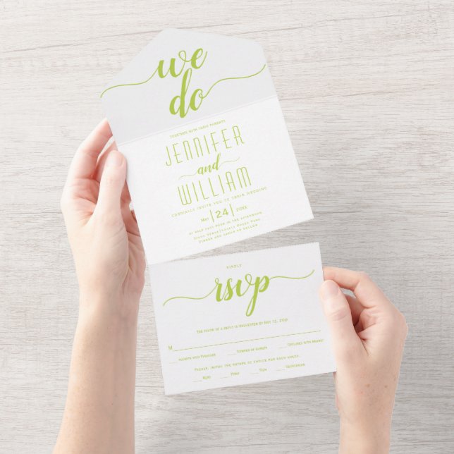 Hochzeit von "We do"-Kalkschrift-Schrift All In One Einladung (Abreißen)