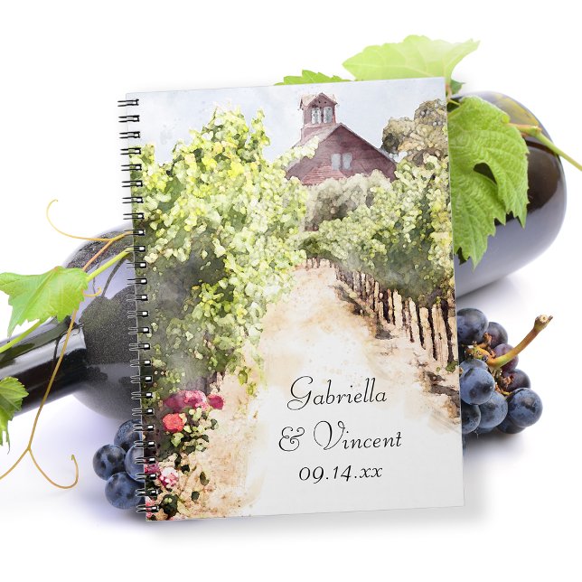 Hochzeit von Weinbergen und Rotem Barn Notizblock (Perfect to use as a guest book or advice book at your vineyard  wedding or shower theme.)