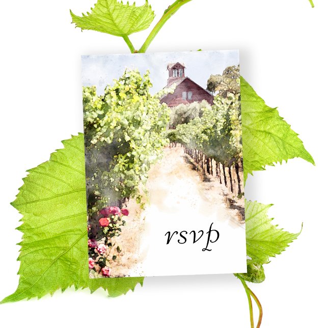 Hochzeit von Weinbergen und Rotem Barn RSVP Karte (Pair with the matching Vineyard Wedding Invitations to create a coordinated winery stationery set.)
