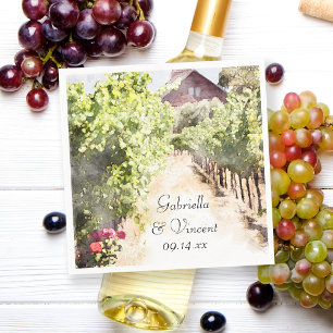 Hochzeit von Weinbergen und Rotem Barn Serviette