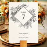 Hochzeit von Weiß und Schwarz Tischnummer<br><div class="desc">Dieses Tischnummer-Design aus Weiß und Schwarz-Grün bietet eine klassische Kombination aus schlichter minimalistischer Typografie mit einer neutralen Schwarz-Weiß-Story und einer schicken Linien-Kunstpflanze. Die Moody-Blatt-Silhouette-Verzierungen sind kunstvoll arrangiert, um eine schöne fließende Form zu schaffen, die von den polierten geometrischen Elementen Set, bietet eine schöne Sammlung für den Anzug eine breite Palette...</div>