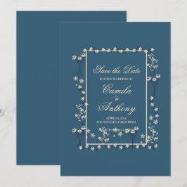 Hochzeit von weißem, weißem Blumengeflecht rettet  Einladung