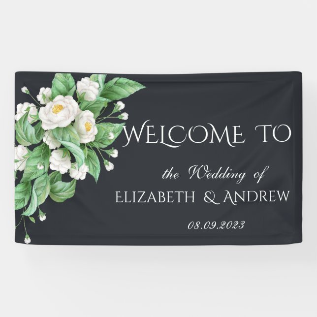 Hochzeit von weißen Blume Banner (Horizontal)