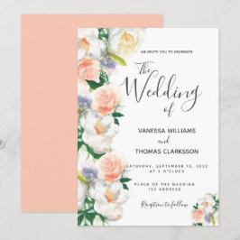 Hochzeit von weißen Korallen mit Aquarellen Einladung