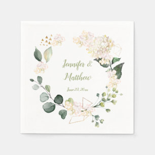 Hochzeit von weißen Rose mit geometrischem Kränz Serviette