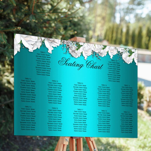 Hochzeit von weißen Rosen und Aqua Floral Poster (Von Creator hochgeladen)