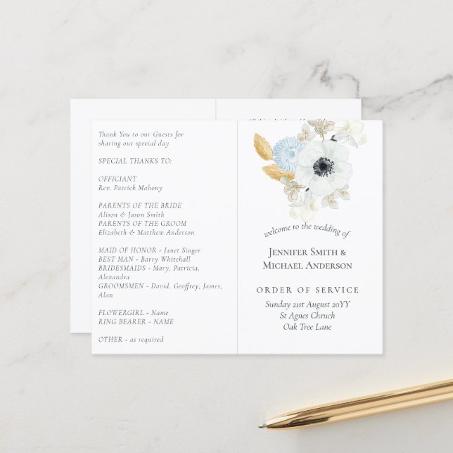 Hochzeit von weißer Goldblume (Vorderseite/Rückseite Beispiel)