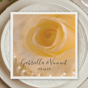 Hochzeit von Weißrosen und Perlen Serviette