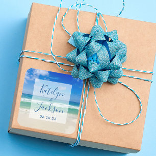 Hochzeit von Wellen aus dem tropischen Meer Quadratischer Aufkleber