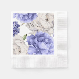 Hochzeit von White and Blue Peony Florals Serviette