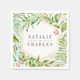 Hochzeit von Wild-Blattwerk in Aquarellen Serviette